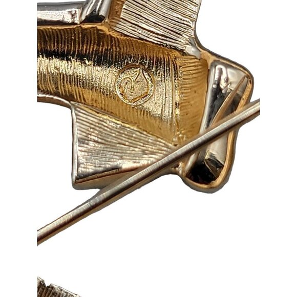 Swarovski Pave Crystal Heart Brooch Gold Tone Vintage Swan Stamp Pin - Picture 6 of 12